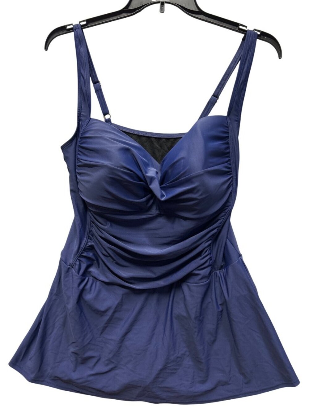 Liz Claiborne Womens Size 20W Navy Blue Swim Dress With Adjustable Straps Ruched